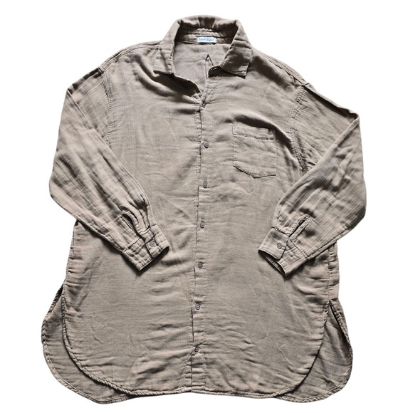Free People + CP Shades Long Sleeve Button Down Shirt Relaxed Fit Tunic Top Sz L - Picture 1 of 10